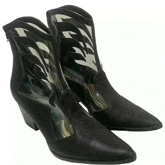 Coconuts by Matisse Cloud Nine Black and Clear Western Booties - Picture 1 of 12